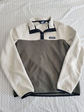 Lands' End Men's Colorblock Fleece Snap Mock Neck Pullover w/ Pockets Size Small